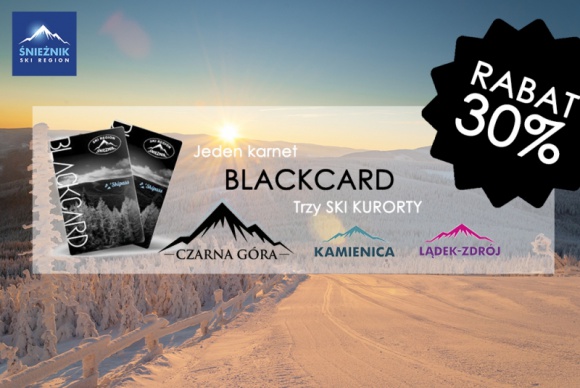 Promocja na jazdę w ośrodku Czarna Góra Resort LIFESTYLE, Podróże - Ruszyła przedsprzedaż karnetów narciarskich Blackcard na jazdę w ośrodku Czarna Góra Resort, Stacji Narciarskiej Kamienica i trasach w Lądku Zdroju. Jeszcze do 15 października - trwa przedsprzedaż promocyjnych karnetów z rabatem, dzięki czemu oszczędzić można nawet 140 zł.