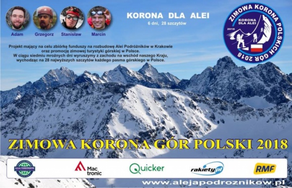 28 polskich szczytów w 6 dni. Padnie rekord? LIFESTYLE, Podróże - 6 dni, 4 uczestników, aż 28 szczytów. Dziś rano ruszyła wyprawa „Korona dla Alei”. Jej celem jest zimowe zdobycie 28 najwyższych polskich szczytów w rekordowo krótkim czasie.